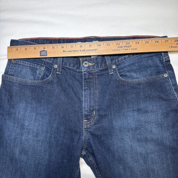 Eddie Bauer Mens Jeans 34X34 Dark Blue Denim Straight Mid Rise Stretch EUC - Picture 2 of 16